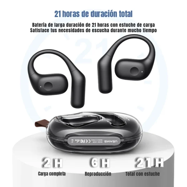 Audífonos con gancho Bluetooth Usams UG26 con 6 horas de reproducción y hasta 21 horas en total con el estuche