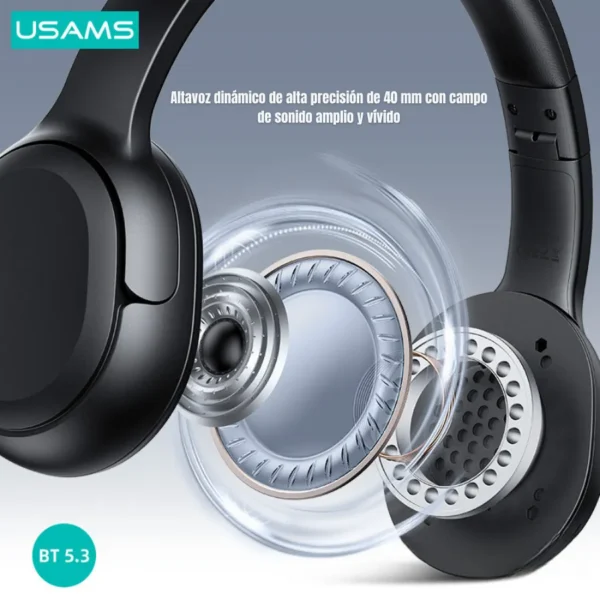 Parlante de 40 mm de los audífonos de diadema Usams YG23 Parlante dinámico de 40 mm de los audífonos de diadema Bluetooth Usams YG23
