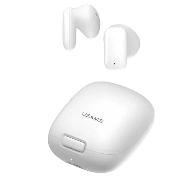 Audífonos inalámbricos Bluetooth Usams ID25 semi in-ear color blanco con estuche de carga