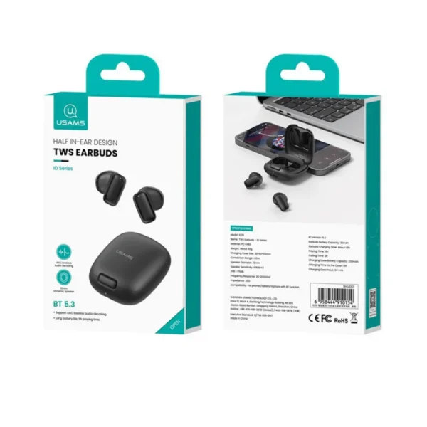 Caja original de los audífonos inalámbricos Bluetooth Usams ID25 serie ID semi in-ear