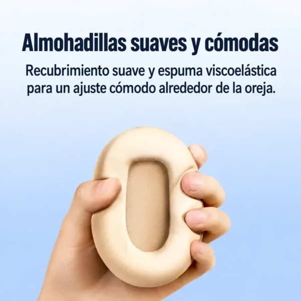 Mano apretando la almohadilla de espuma viscoelástica de los audífonos de diadema Remax RB-900HB