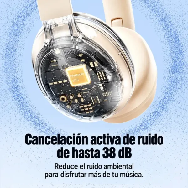 Interior del audífono Remax RB-900HB con cancelación activa de ruido de hasta 38 dB