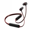 Audífonos Bluetooth de cuello Remax RX-S100 vista del producto Audífonos Bluetooth de cuello Remax RX-S100 negro con rojo y auriculares in-ear