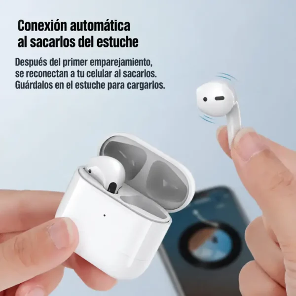 Audífonos Remax TWS-10 que se reconectan al celular al sacarlos del estuche