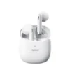 Audífonos inalámbricos pequeños Remax TWS-19 Marshmallow color blanco con estuche de carga abierto