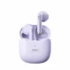 Audífonos inalámbricos Remax TWS-19 Marshmallow color púrpura con estuche de carga abierto