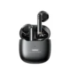 Audífonos inalámbricos Remax TWS-19 Marshmallow color negro con estuche de carga abierto