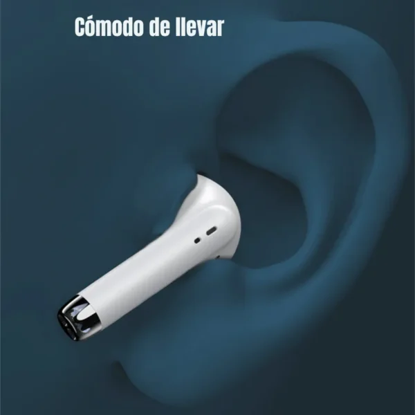Auricular inalámbrico blanco Yesido TWS09 colocado en la oreja, diseño semi in-ear cómodo