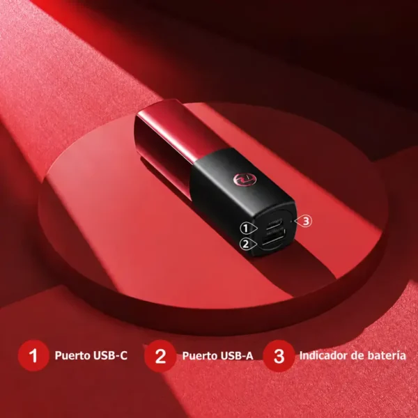 Puertos de la mini power bank Remax RPP-299 Entrada USB-C, salida USB-A e indicador de batería de la mini power bank Remax RPP-299