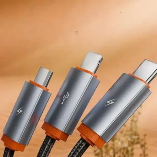 Cable 3 en 1 Toocki de carga rápida 3.5A con conectores Tipo C, Lightning y Micro USB trenzado