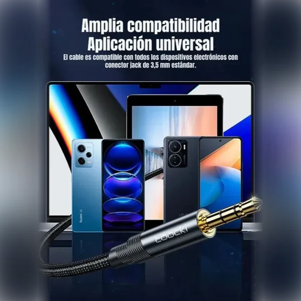 Cable auxiliar Toocki compatible con celulares, tablets y laptops con conector jack 3.5 mm
