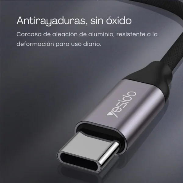 Conector tipo C con carcasa de aleación de aluminio del cable Yesido YAU20