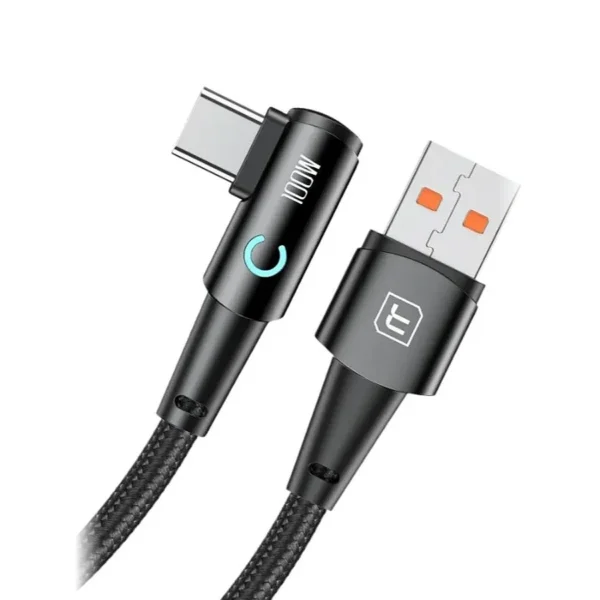 Cable USB tipo C 90 grados 100W Toocki Cable USB tipo C 90 grados Toocki de 100W con conector en L y luz LED indicadora
