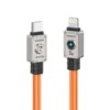 Cable iPhone reforzado 30W con luz Usams SJ685 naranja Cable iPhone reforzado tipo C a Lightning 30W con luz Usams SJ685 color naranja