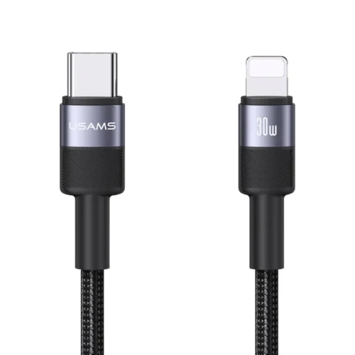 Cable Lightning para iPhone 30W Usams SJ729 tipo C a Lightning trenzado negro
