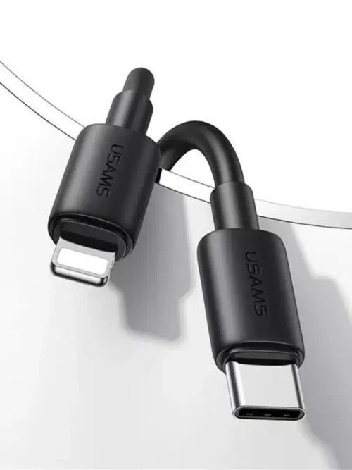 Cable Lightning 30W Usams antienredos - color negro