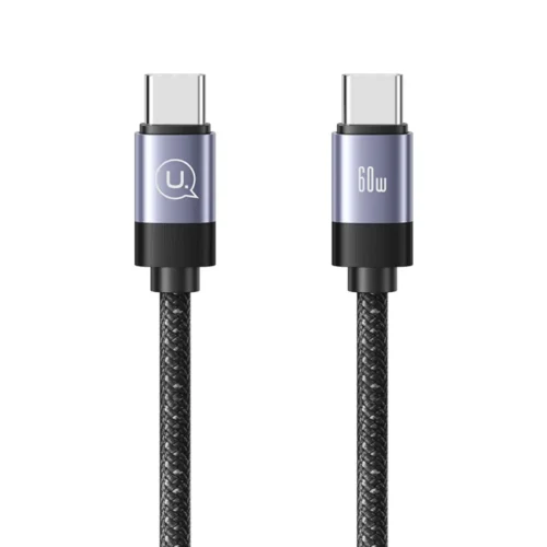Cable magnético tipo C a tipo C 60W Usams SJ704 negro con conectores de aluminio y nailon trenzado