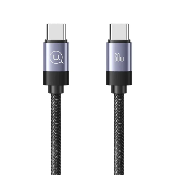 Cable magnético tipo C a tipo C 60W Usams SJ704 negro con conectores de aluminio y nailon trenzado