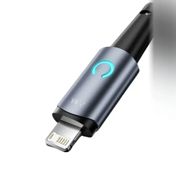 Anillo de luz encendido en el conector Lightning del cable iPhone USB Toocki