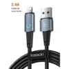 Cable iPhone USB Toocki de USB-A a Lightning 2.4A trenzado con luz en el conector