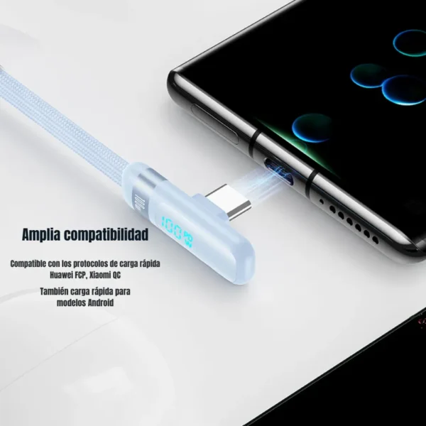 Cable tipo C con pantalla Usams SJ653 compatible con carga rápida Huawei FCP y Xiaomi QC