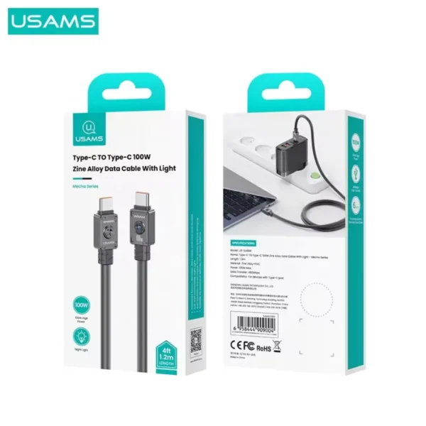 Caja original del cable tipo C a tipo C 100W 1.2m Usams SJ684 serie Mecha