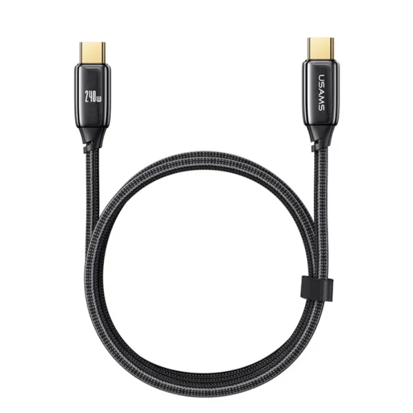 Cable tipo C a tipo C 240W Usams SJ581 trenzado de 2 metros color negro