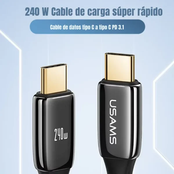 Conectores USB-C del cable tipo C 240W Usams SJ581 de carga súper rápida PD 3.1