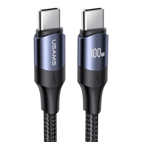 Cable tipo C a tipo C de 3 metros 100W Usams SJ526 trenzado negro con conectores de aluminio