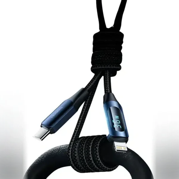 Cable tipo C a Lightning con pantalla Toocki trenzado Cable tipo C a Lightning con pantalla Toocki trenzado resistente a nudos y dobleces