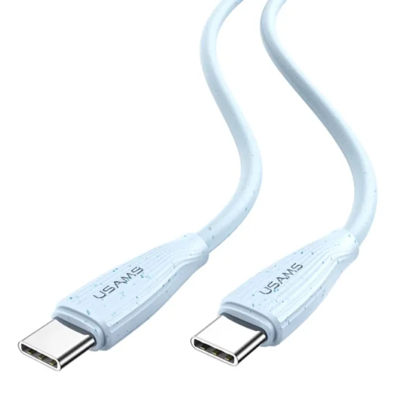 Cable tipo C a tipo C 60W Usams SJ716 color azul con conectores USB-C