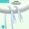 Detalle del forro texturizado tipo paja de trigo del cable tipo C a tipo C Usams SJ716