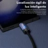 Cable Toocki Tipo-C a Tipo-C 100W con Luz LED - Gris