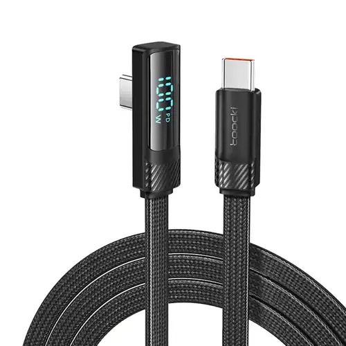 cable-toocki-tipo-c-tipo-c-100w-pantalla-digital-negro-principal-1.webp Cable Toocki Tipo-C a Tipo-C 100W con Pantalla Digital LED - Carga Ultrarrápida, 2m