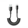 Cable tipo C extensible en espiral con conector USB-A Joyroom SA38 en color negro