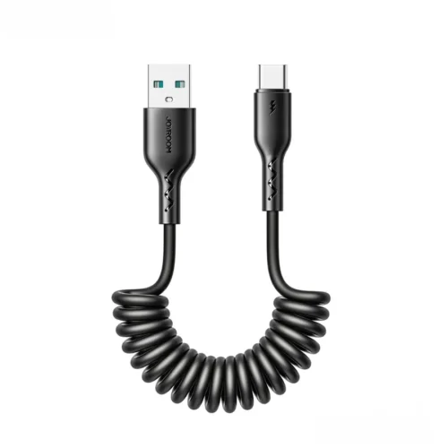 Cable USB-A a tipo C extensible Joyroom SA38 Cable tipo C extensible en espiral con conector USB-A Joyroom SA38 en color negro