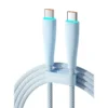 Cable USB C Toocki de 1 metro color azul, trenzado, tipo C a tipo C de 100W con anillo de luz