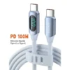Cable USB C con pantalla digital 100W Toocki azul Cable USB C con pantalla digital Toocki color azul, PD 100W de silicona líquida tipo C a tipo C