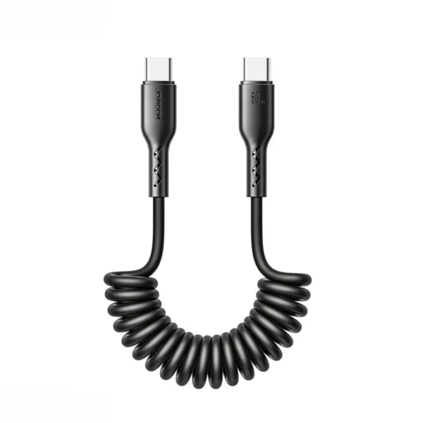 Cable espiral USB C a USB C de 60W Joyroom SA38 en color negro