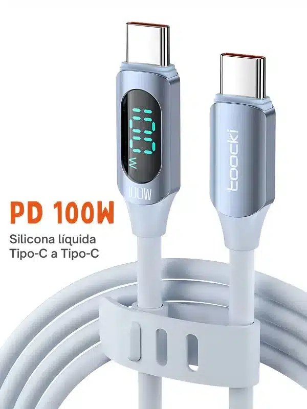 Cable de carga rápida USB Tipo-C Toocki 100W PD con LED y Protección de Voltaje