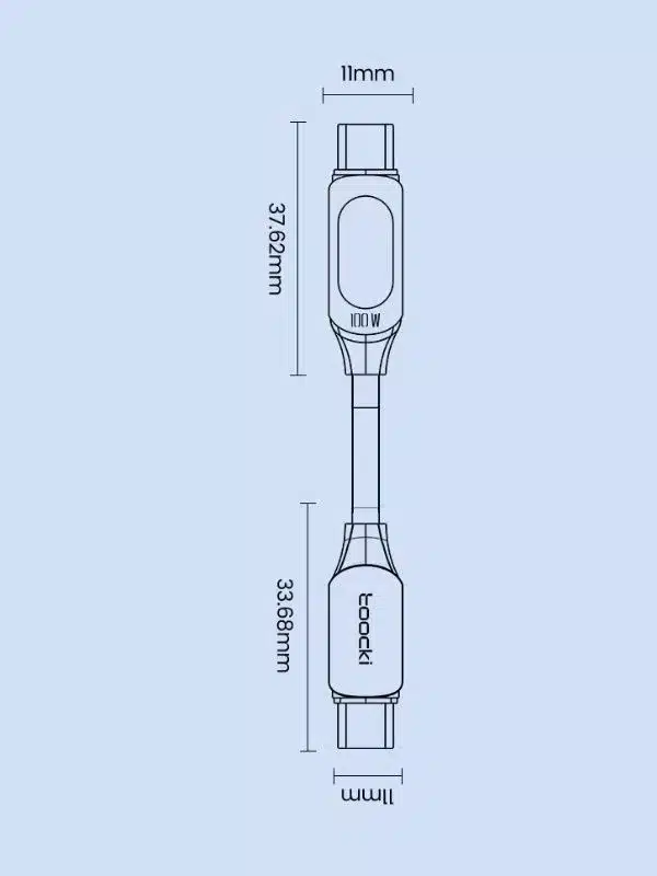 Cable de carga rápida USB Tipo-C Toocki 100W PD con LED y Protección de Voltaje