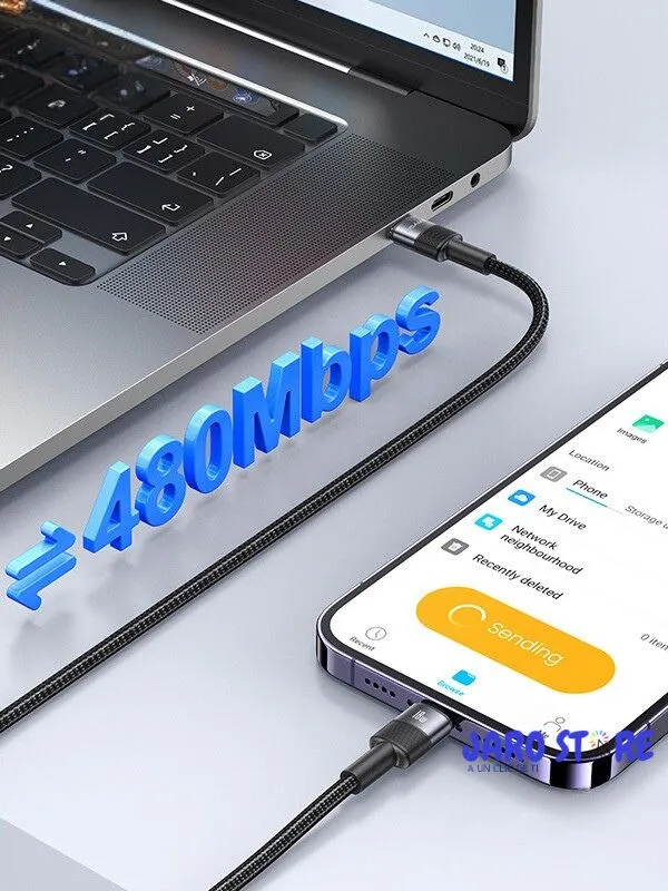 🔌 Cable Lightning iPhone Usams 30W Carga Rápida y Datos | Trenzado Reforzado 1m