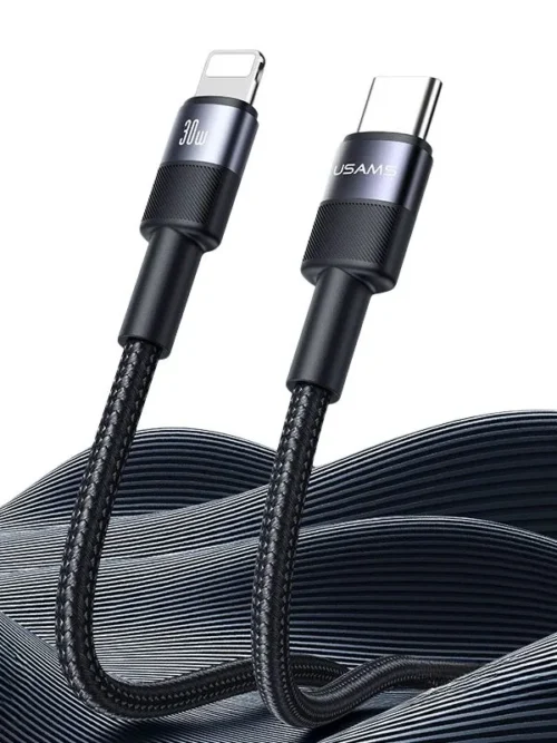 🔌 Cable Lightning iPhone Usams 30W Carga Rápida y Datos | Trenzado Reforzado 1m