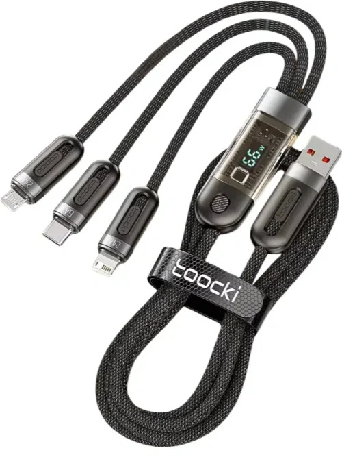 Cable de Carga Rápida 3 en 1 Toocki 66W – Potencia y Versatilidad en un Solo Cable