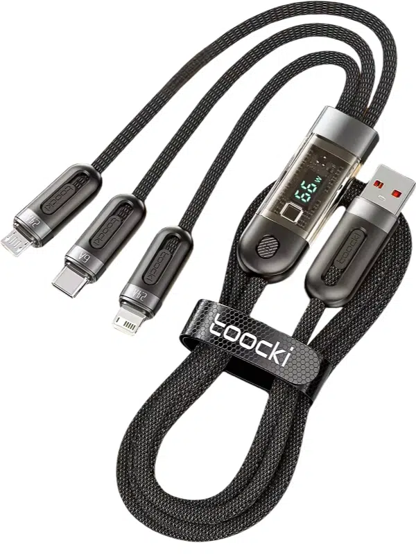 Cable de Carga Rápida 3 en 1 Toocki 66W – Potencia y Versatilidad en un Solo Cable