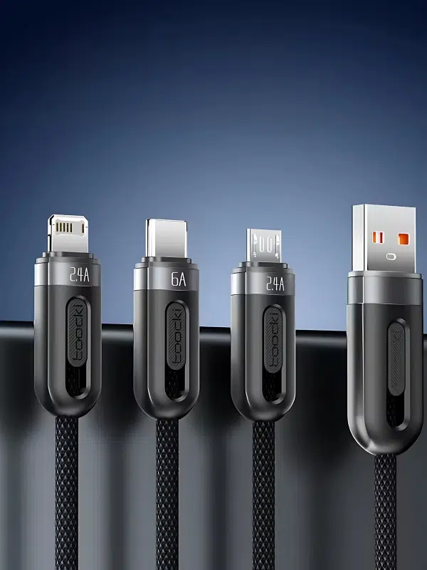 Cable de Carga Rápida 3 en 1 Toocki 66W – Potencia y Versatilidad en un Solo Cable