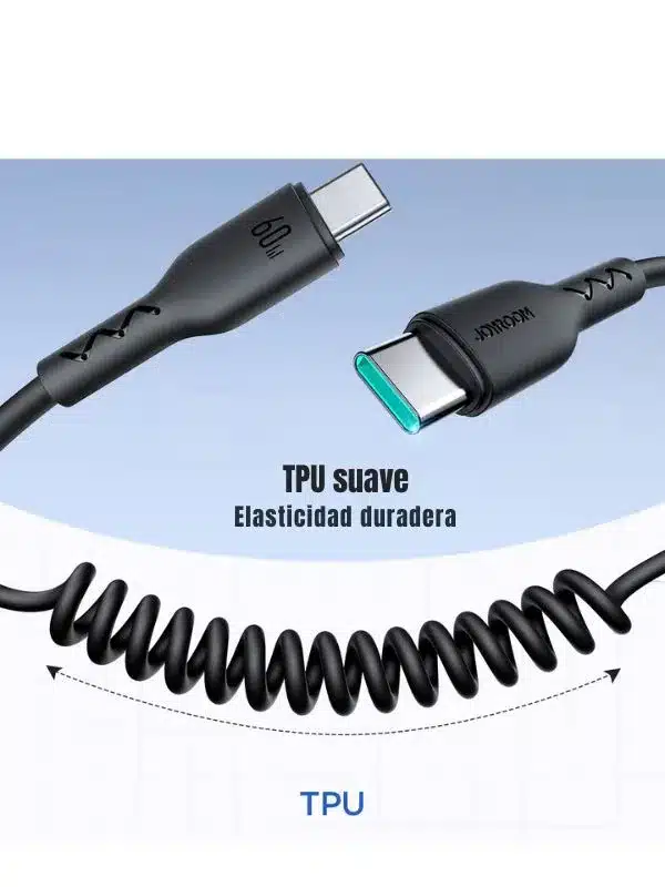 Cable de Carga Rápida Tipo C a C Joyroom 60W | Extensible, 1.5M, Ignífugo y Resistente