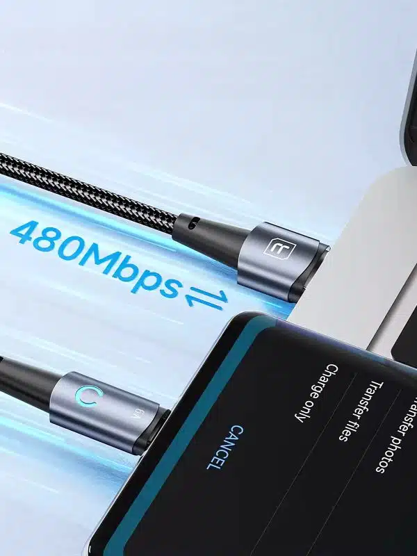 Cable Tipo C Toocki 66W con Carga Rápida y indicadorLED