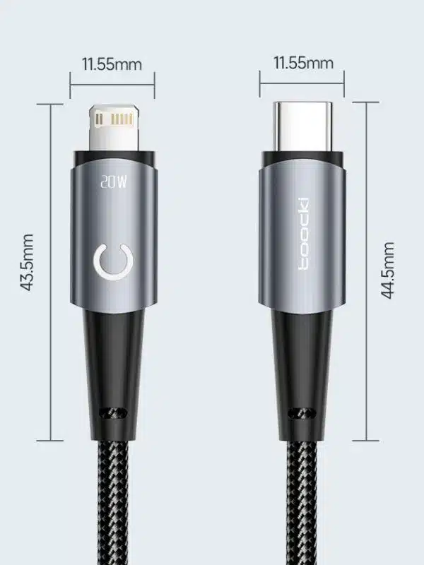 ⚡ Cable de Carga Rápida Toocki 20W – Tipo C a Lightning con Indicador LED