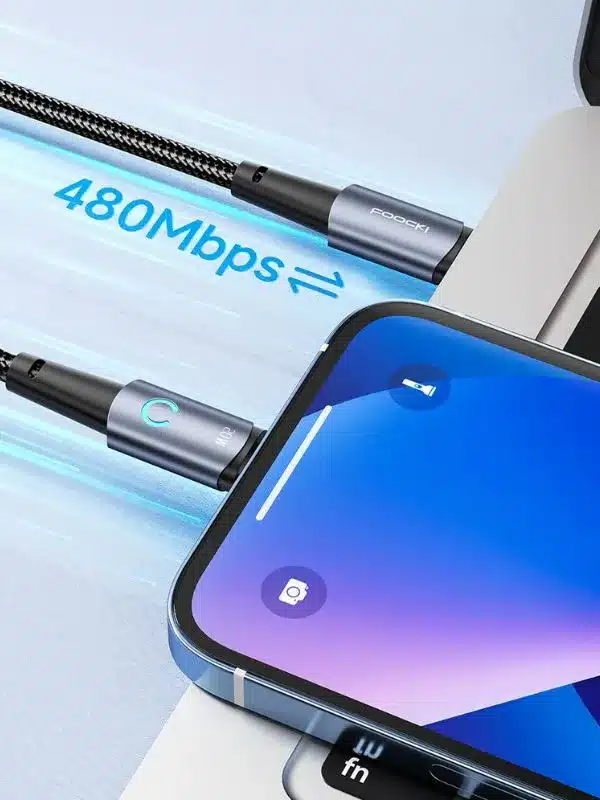 ⚡ Cable de Carga Rápida Toocki 20W – Tipo C a Lightning con Indicador LED
